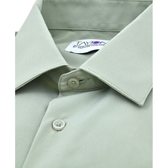 Tayion Collection Men's Solid Dress Shirt  Regular Fit Sage Green XL 17-17.5 - Picture 2 of 3